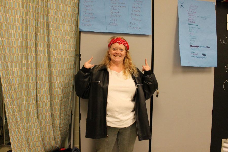 Mrs. Mungle dressed up on rock star day