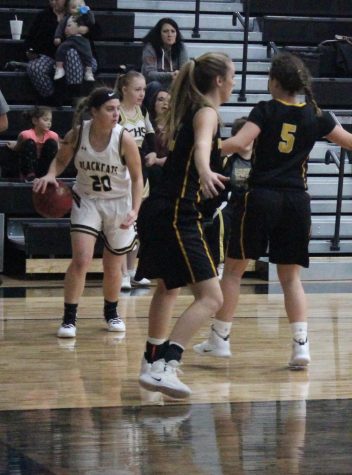 Senior Kylie Bastie on offense at the January 8th home game against Doniphan.