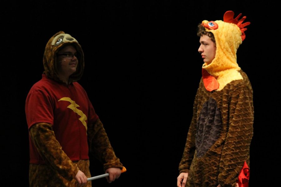 Curtis Lewis (Left) and Jerritt Hargis (Right) perform as toddlers in onesies.