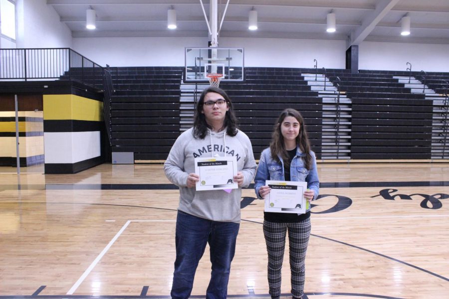 Carter Corcino and Anna Robbins are nominated by the science department win the Student of the Month award for that category.