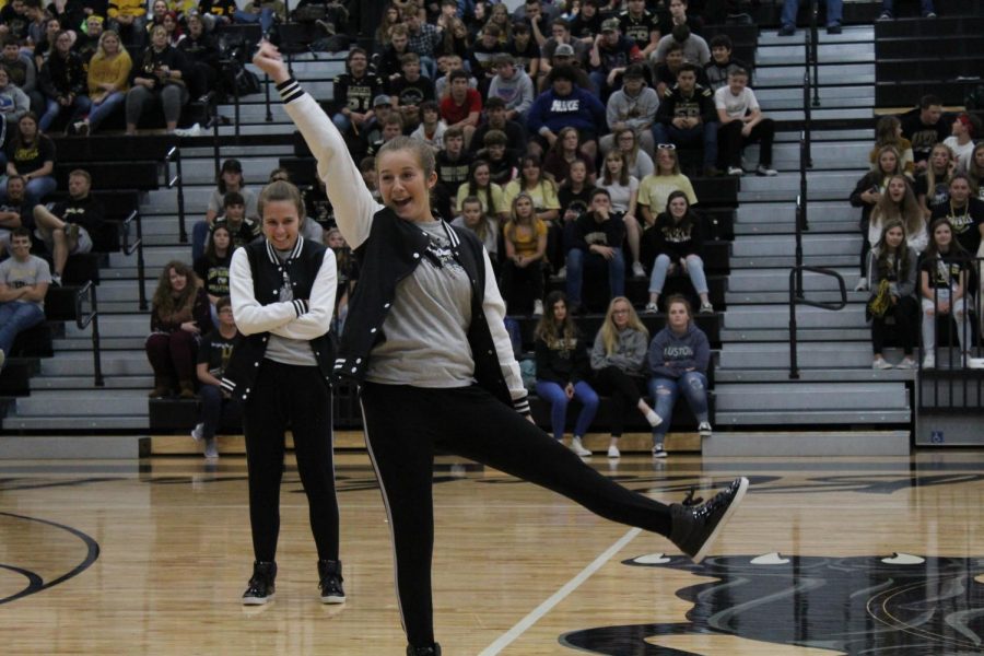 Sophomore, Trista Wagganer, dancing while being introduced  