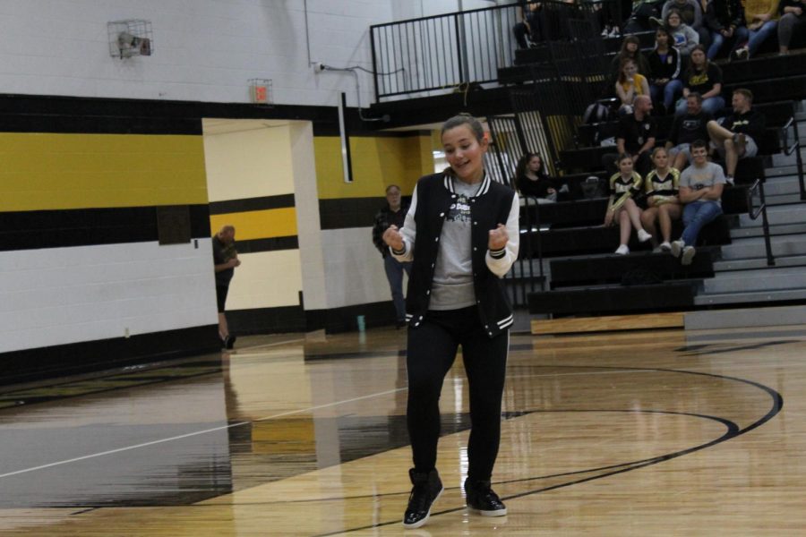 Junior, Emilee Goldsmith, doing her introductory dance. 