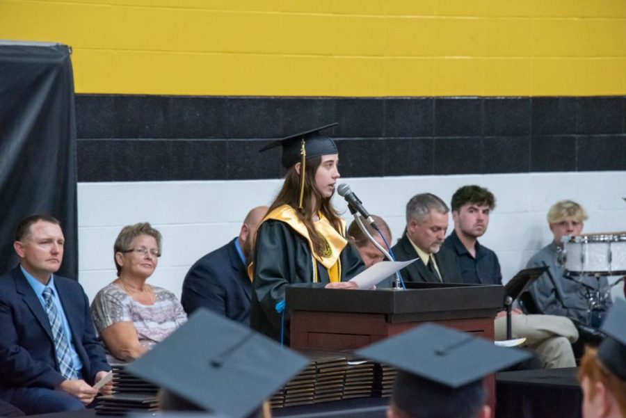 Anna Robbins during her salutatorian speech at graduation.