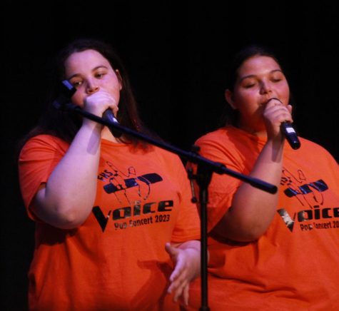 Kylie Baca (11) and McKenzie Kaligian (11) performing their duet.