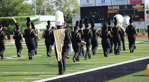 The Blackcats marching off field at the end of their competition show. 