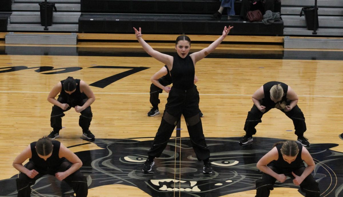 Junior Ava Hovis starting the hip-hop routine, choreographed by the dancer herself. 