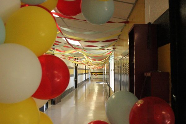Hallway #2 decorated by the Juniors for Homecoming Week, themed after Toy Story.
